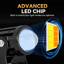 将图片加载到图库查看器,With Switch 2pc Super Bright Motorcycle LED Explorer Headlight Projector Fisheye Len LED Moto Fog Auxiliary Motorcycle Headlight