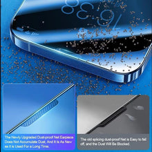 Load image into Gallery viewer, 2PCS Alloy Dust Net Tempered Glass for Iphone 14 13 12 11 Pro XS MAX XR Screen Protector for IPhone 13Mini 14Plus Protective Glass Full Edge-to-Edge Screen Protection Glue Tempered Glass for iPhone