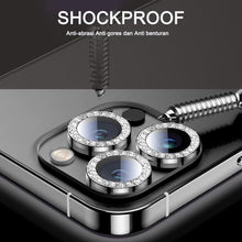 将图片加载到图库查看器,Glitter Diamond Rhinestones Metal Ring Camera Tempered Glass For iPhone 11 12 13 14 Pro Max Mini Plus Lens Protector Full Cover 9H Tempered Glass Camera Lens Protector Metal Single Ring Full Coverage Camera Lens Protector