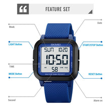 Load image into Gallery viewer, SKMEI Fashion 5Bar Waterproof Stopwatch Digital Male Wristwatches Multifonction Countdown Back Light Sports Watch Clock For Men
