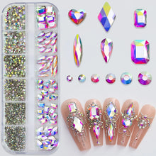 Load image into Gallery viewer, 180pcs AB Flatback Glass Nail Rhinestones - Multi-Shape Gems for DIY Nail Art