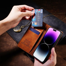 Load image into Gallery viewer, Wallet Skin Friendly Magnetic Flip With Card Slot Leather Case For iPhone 14 Pro Max 13 12 11 SE X XR XS Max Popular PU Leather Impact Resistant Built-In Magnet Card Holder Pockets Stand Function