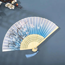Load image into Gallery viewer, Hand Fan Foldable Silk Fan Noodles Bamboo Fan Bones Halloween Cosplay Prop Christmas Wedding Decoration Party Gifts Art Crafts