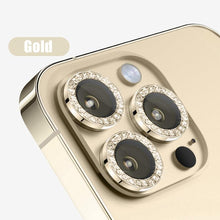 将图片加载到图库查看器,Glitter Diamond Rhinestones Metal Ring Camera Tempered Glass For iPhone 11 12 13 14 Pro Max Mini Plus Lens Protector Full Cover 9H Tempered Glass Camera Lens Protector Metal Single Ring Full Coverage Camera Lens Protector