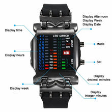 将图片加载到图库查看器,LED Watch Men Fashion Creative Crab Type Electronic Watch Luminous Binary Gift Business Style Cool Waterproof Multi Function