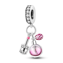 Load image into Gallery viewer, 925 Sterling Silver Pink Butterfly & Luminous Firefly Charm – Dangle Bead for Bracelet or Necklace | Elegant DIY Jewelry Gift for Women