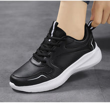 Load image into Gallery viewer, Women Running Shoes PU Leather Lace-up Men Warm Light Walking Sneaker Fitness Sport Flats Comfortable Black Size 35-44 Loafers