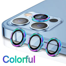 将图片加载到图库查看器,Full Cover Frame Glass Camera Lens Protector For iPhone 14 Plus Lens Glass For iPhone 11 12 13 Pro Max Mini Premium Tempered Glass Film Aluminum Alloy Lens Ring Cover Camera Protector