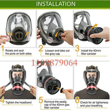 Load image into Gallery viewer, Full face respirator - mask with 40 mm gas filter canister for industrial gases, chemical, polishing, welding, spraying Gas mask