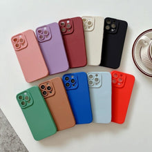 将图片加载到图库查看器,Bright Colors Soft Silicone Phone Case For iPhone 11 Pro Max X XR XS Max 7 8 6S Plus Mini Camera Protection Back Cover Silicone Camera Protection Case Soft Scratch-Resistant Case For Iphone