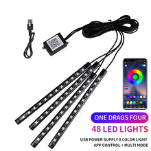 Load image into Gallery viewer, Neon LED Car Interior Ambient Light Kit - RGB Foot Strip with Remote & App Music Control
