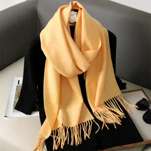 Load image into Gallery viewer, 62-Color Winter Cashmere Scarf – Warm Tassel Pashmina Wrap for Women