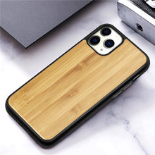Load image into Gallery viewer, Vintage Wooded Back Case For iPhone 14 13 Mini 12 SE XR X S Max 8 7 Plus Genuine Bamboo Wooden Hard Phone case iPhone 11 Pro Max Strong Hard Protective Case For iPhone