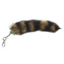 Load image into Gallery viewer, Plush-Fox Tail Keychain Furry Racoon Tail Keyring Keychain 28cm Animal Tail Key-Pendant Pompoms Keyring Holder Bag-Decor
