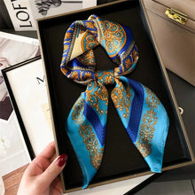 Load image into Gallery viewer, Four Seasons Print Silk Scarf – 70x70cm Luxury Headband & Shawl