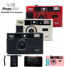 Load image into Gallery viewer, Vibe Vintage Retro 501F 35mm Reusable Non-Disposable Film Camera Black/Red/Champagne Silver/Pink