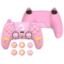 Load image into Gallery viewer, PlayVital Silicone Cover w/Joystick Caps and Sticker for ps5 Controller, for ps5 Charging Dock - Sweetheart Kitty Black