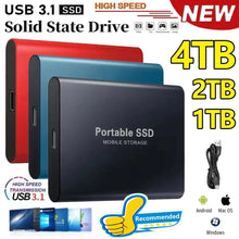 Load image into Gallery viewer, External Hard Drive SSD 4TB - USB 3.0 Solid Disk Fast Transfer Shockproof Large Backup Plug & Play Compatible with Mac/PC/Phones
