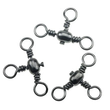 将图片加载到图库查看器,50PCS/Bag Fishing Accessories Black Nickel Plating Three-Prong Connector T-Swivel Sub-Line Splitter Outdoor Fishing Bazi Ring