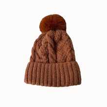 Load image into Gallery viewer, New Winter Twist Knitting Hat For Women Fur Pompom Thick Plush Cap Beanie Solid Color Ladies Warm Ski Snow Skullies Beanies