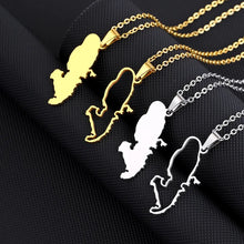 Load image into Gallery viewer, Gold Silver Color Martinique Flag Map of France Pendant Necklace Women's Stainless Steel Choker Necklaces Luxury Jewelry X111