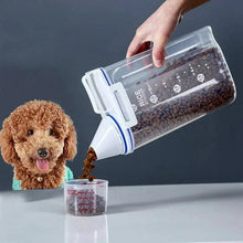 Load image into Gallery viewer, Airtight Pet Food Storage Container with Measuring Cup – 1.5kg/2kg Plastic Dog & Cat Food Pail, Moisture-Proof Sealed Jar