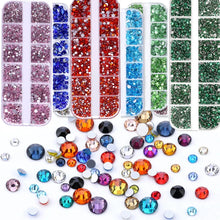 Load image into Gallery viewer, 2400+ Shiny Clear Crystal Nail Rhinestones - Mixed Sizes & Shapes Flatback Gems