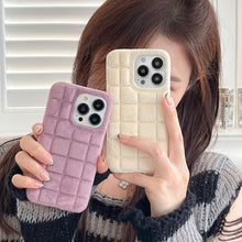 Load image into Gallery viewer, Fashion Fur Winter Warm Plush Square Lattice Solid Color Phone Case For iPhone 14 13 12 11 Pro Max Plus Fluffy Back Cover Case Silicon Soft Fluffy Furry Shockproof Protective Phone Case for iPhone