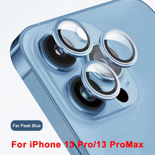 Load image into Gallery viewer, 3D Protective Glass Camera Protector Cover For iPhone 13 Pro Max i Phone 13Pro 13 Mini Rear Lens Metal Ring Protect Camera Lens Case Individual Metal Scratch Resistant HD Clear Case Tempered Glass Camera Case