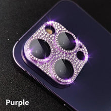 Load image into Gallery viewer, Camera Protector For iPhone 14Pro 14 13 12 Pro 11 Max Bling Glitter Diamond Metal Lens Glass Film 13Pro 14Plus 14 14ProMax Ring Shiny Diamond Metal Cover Glass Lens Protector Accessories