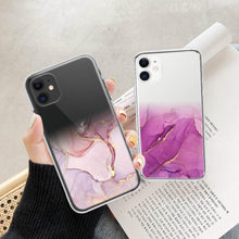 Load image into Gallery viewer, Luxury Marble Transparent Phone Case For iPhone 11 12 Pro XS Max X XR 7 8 Plus Soft Silicone Shockproof Cover Green Marble Design Gold Sparkly Glitter Protective Stylish Slim Thin Cute Case for Phone