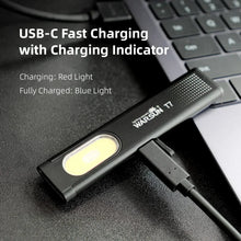 Load image into Gallery viewer, Warsun LED Keychain Flashlight USB-C Rechargeable 600Lm Portable Mini Torch Light Pocket Lantern Flood Work Light With Magnet