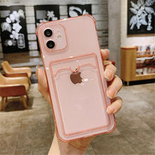 将图片加载到图库查看器,Simple Clear Silicone Wallet Case for iPhone 14 13 12 11 Pro XS Max X XR Shockproof Lens Protection Card Cover Shockproof Soft Bumper Clear Case Classic Stylish Case