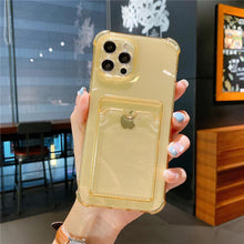 将图片加载到图库查看器,Transparent Card Slot Holder Case for iPhone 13 11 12 14 Pro Max Mini Clear Shockproof Soft Wallet Cover Clear Phone Case with Card Holder Slim Protective Soft Shock Absorbing Case with Card Holder