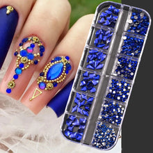 Load image into Gallery viewer, 12 Grids Mixed Nail Rhinestones - SS6-SS30 Flat-Back Glass Gems for Nail Art