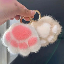 将图片加载到图库查看器,Cat Paw Plush Keychain – Cute Fluffy Faux Fur Pendant for Bags & Keys