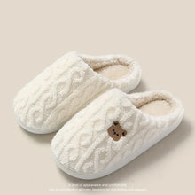将图片加载到图库查看器,Winter Fluffy Shoes Women Cotton Slippers Cartoon Bear Thick Sole Warm Slides Men Female Couple House Indoor Plush Flat Shoes