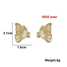 Load image into Gallery viewer, White Flower & Butterfly Dangle Earrings β Acrylic Pearl Heart Jewelry