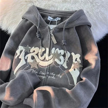 Load image into Gallery viewer, Women’s Y2K Embroidered Zip-Up Hoodie – Fashionable Autumn Long Sleeve Streetwear Top