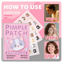 Load image into Gallery viewer, 600pcs Cartoon Cat Acne Patches – Ultra-Thin Breathable Pimple Stickers