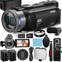 将图片加载到图库查看器,NBD 4K HD&48MP Camcorder Video Camera With Wi-Fi & App Control,Video Recorder with 3X Battery Life, 16X Zoom, 270° IPS Screen