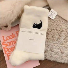 将图片加载到图库查看器,3Pairs Premium Feel Cute Cat Cozy Hairy Mink Velvet Socks Autumn Winter Hosiery Thickened Plush Warm Sleep Home Fluffy Socks