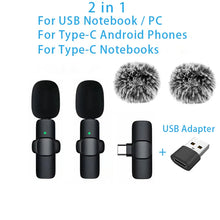 Load image into Gallery viewer, New Wireless Lavalier Microphone Portable Audio Video Recording Mini Microphone for iPhone Android PC Camera Live Gaming Phone
