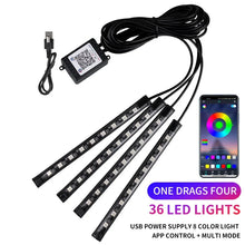 Load image into Gallery viewer, Neon LED Car Interior Ambient Light Kit β RGB Foot Strip Lighting with APP & Remote Control, Music Sync Car Decor Lamp