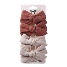 Load image into Gallery viewer, 4Pcs Baby Bows Hair Clips Cotton Linen Hairpins for Girls
