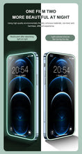 Load image into Gallery viewer, 2Pcs Luminous Protective Glass For iPhone 14 13 12 11 Pro Max X XR XS Screen Protector For 7 8 6 Plus SE3 Glowing Tempered Glass Luminous Glowing Tempered Glass Screen Protector for iPhone