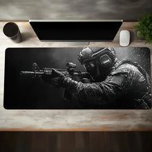Load image into Gallery viewer, Tactical Soldier XXL Gaming Mouse Pad β Non-Slip Rubber Desk Mat with Stitched Edges & Lycra Surface for FPS Gamers
