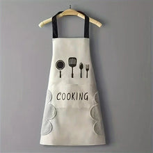 将图片加载到图库查看器,Unisex Adjustable Kitchen Apron – Solid Color PVC Cooking Apron with Pocket