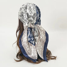 Load image into Gallery viewer, Satin Square Scarf – Elegant 2025 Print Hijab, Shawl & Hair Wrap
