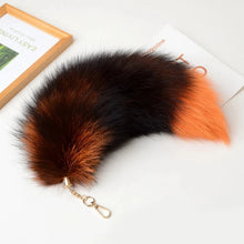 Load image into Gallery viewer, Plush-Fox Tail Keychain Furry Racoon Tail Keyring Keychain 28cm Animal Tail Key-Pendant Pompoms Keyring Holder Bag-Decor